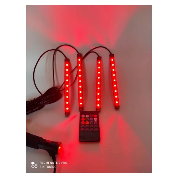 Atmosferik Aydınlatma Araç İçi Ayak Altı Led Müziğe Sese Duyarlı Kumandalı Rgb Aydınlatma Kaliteli - Görsel 4