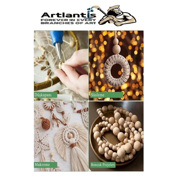 Naturel Ahşap Boncuk 12mm 50 li 1 Paket Ham Boyanabilir Ahşap Yuvarlak Doğal Boncuklar Takı Tasarım Ektinlik Kreş Okul - Görsel 7