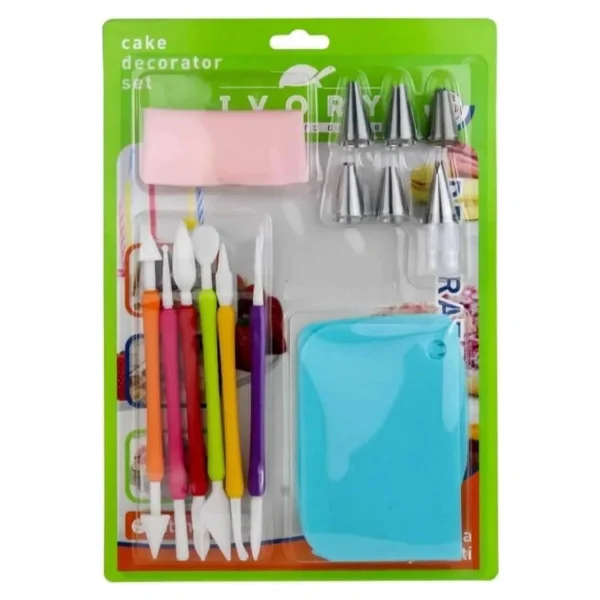 Profesyonel Pasta Süsleme Seti,18 Parça, Renkli Dekorasyon Marzipan Set Kalemi, Krema Sıkma Torbası, Spatula, Hamur Şekillendirici,Pasta Süsleme Araçları Trapez Spatula Pasta Aksesuarı Pasta Kiti - Görsel 2