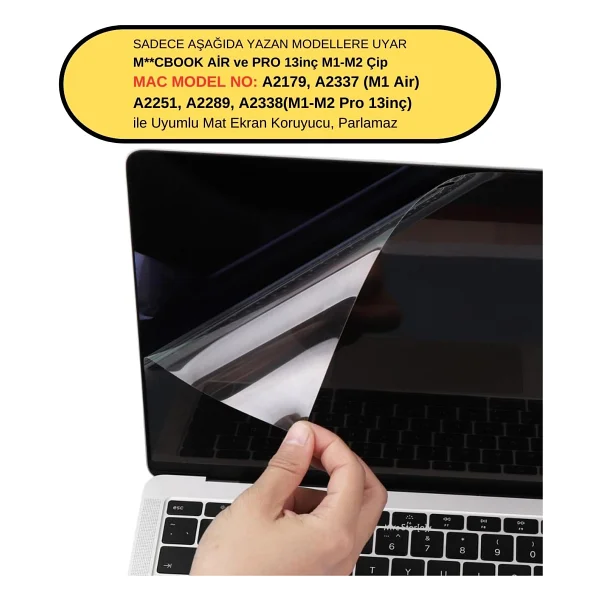 McStorey MacBook Air M1 13 ve MacBook Pro M1-M2 13 inç Uyumlu Parlak Şeffaf Ekran Koruyucu Net Görüntü Retina Uyum Touch Bar Touch ID Destekli Şeffaf - Görsel 2