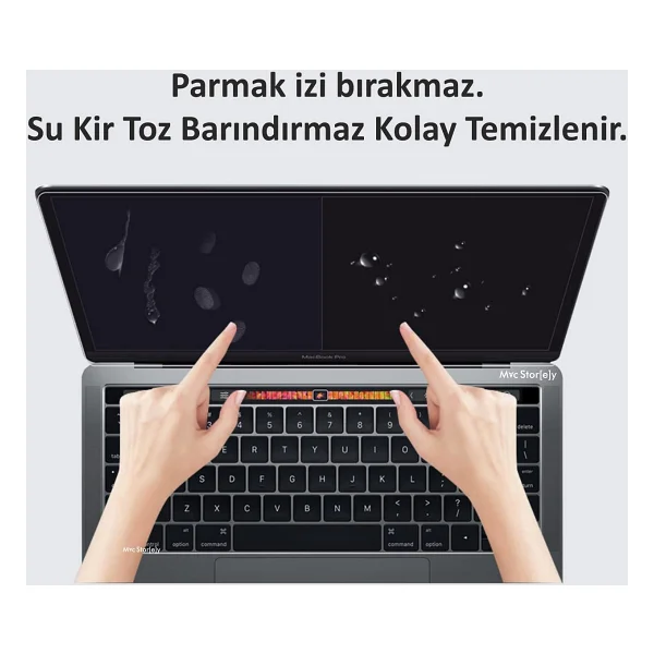 McStorey MacBook Air M1 13 ve MacBook Pro M1-M2 13 inç Uyumlu Parlak Şeffaf Ekran Koruyucu Net Görüntü Retina Uyum Touch Bar Touch ID Destekli Şeffaf - Görsel 3