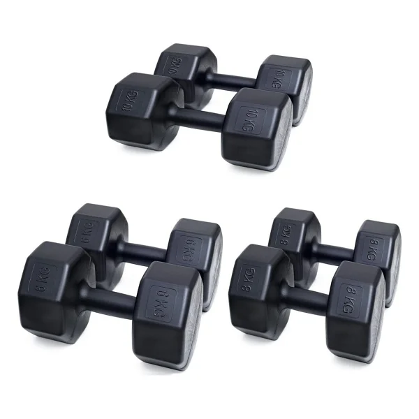 Besinistanbul PS SPOR 3 ÇİFT DAMBIL SET 6 KG + 8 KG + 10 KG + STAND SİYAH - Görsel 2