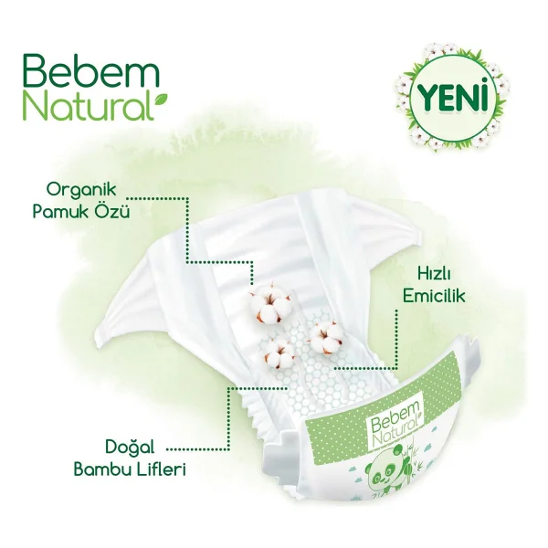 Bebem Natural 6 Numara Ekstra Large 64'lü 3 Adet Bebek Bezi - Görsel 3
