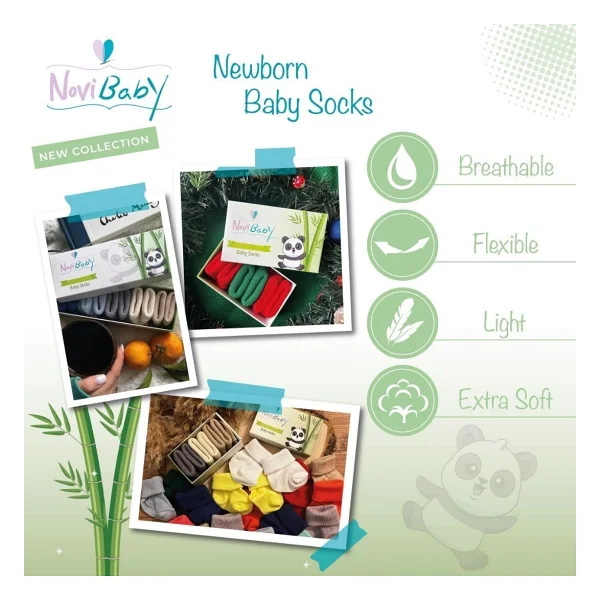 Novibaby 5'li Bambu Yenidoğan Bebek Çorap (Sunshine, 0-6 Ay) - Görsel 5