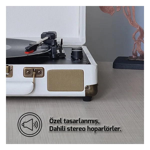 Record Master ST14012 Beyaz Çantalı Retro Pikap - Görsel 6