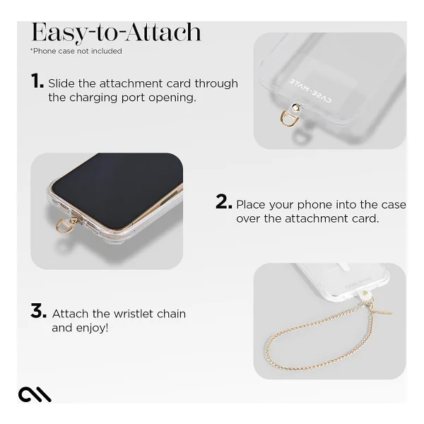 Case-Mate Altın Zincirli Telefon Tılsımı Çıkarılabilir Hırsızlığa Karşı Telefon Askısı Eller Serbest iPhone Bilek Kayışı Telefon Zinciri Bilekliği - Apple, Samsung, Google Pixel ve Daha - Görsel 5
