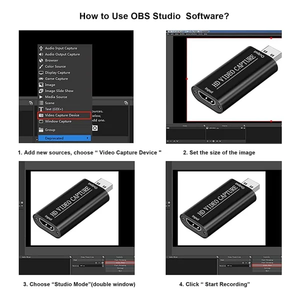 Coverzone Ses Video Yakalama Kartı 1080P 30fps HDMI USB Yakalama Kartları DSLR Video Kamera Oyun - Canlı Akış - Video Konferans - Öğretim için Aksiyon Kamerası ile Kayıt - Görsel 6