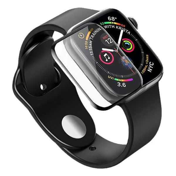 Microcase Apple Watch SE 40 mm Tam Kaplayan Kavisli Ekran Koruyucu 3D Pet Film - Siyah - Görsel 3