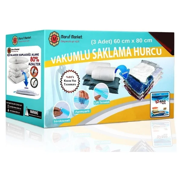 Beyyine Home Yüksek Kaliteli Vakumlu Hurc (XXL)(3 ADET) 90 Cm X 120 Cm - Çevirmeli Kapak-yorgan & Battaniye Hurcu - Görsel 9