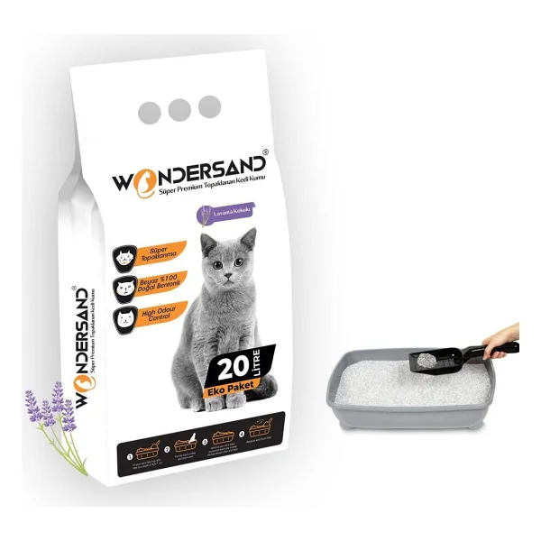 Wondersand Pudra Kokulu İnce Taneli 20 lt Beyaz Bentonit Kedi Kumu - Görsel 4