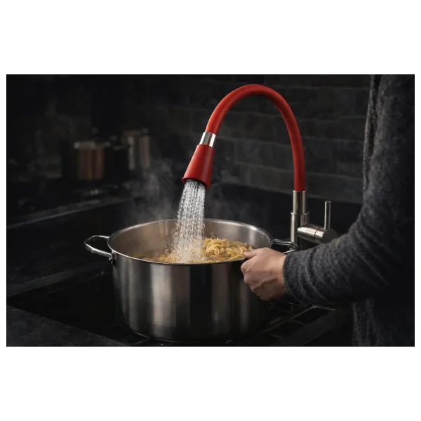 Kyrotech Esnek Silikon Musluk Başlığı - Kıvrılabilir ve Oynar Başlıklı, Beyaz Renkli Musluk Uzatma Aparatı Mutfak ve Banyo Bataryaları İçin Ayarlanabilir Su Yönlendirici 52 CM - Görsel 9