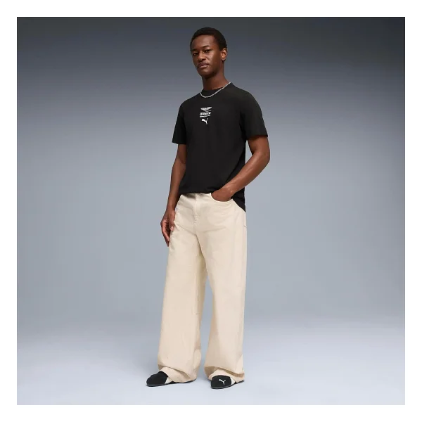 Puma X Aston Martin Aramco F1 Team Essentials 635393-01 Siyah Kısa Kollu Bisiklet Yaka Erkek Tişört - Görsel 5
