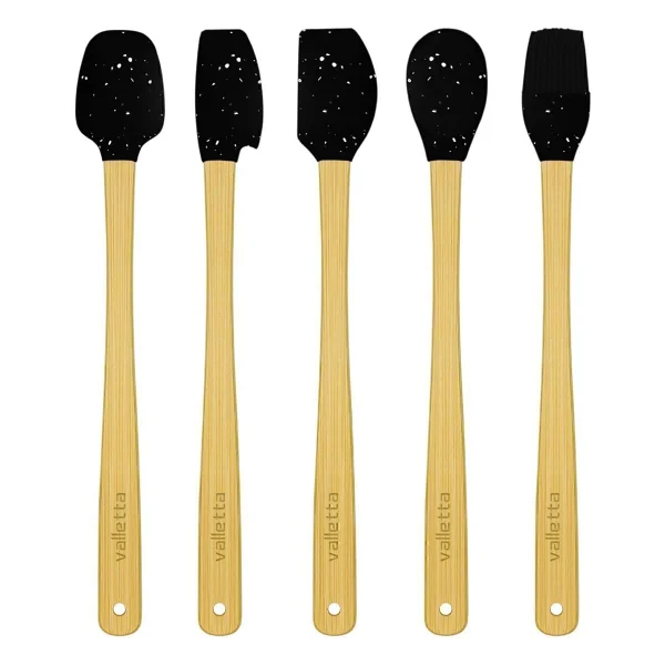 valletta Indigo 5'li Siyah Noktalı Bambu Silikon Spatula Seti Uzun 26 Cm - Görsel 5