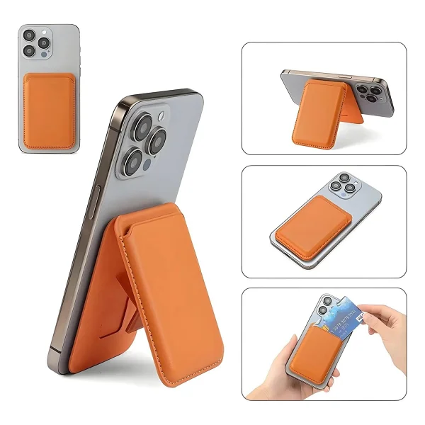 Bix TMW4 iPhone MagSafe Uyumlu Deri Cüzdan Manyetik Kartlık Standlı Katlanabilir Desert Gold - Görsel 4