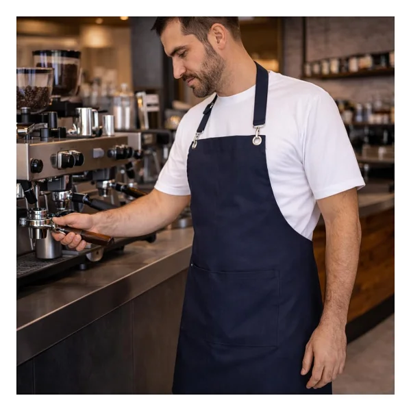 Profesyonel Mutfak Önlüğü,Cepli Ayarlanabilir Askılı belden bağlamalı/Unisex/Kadın/Erkek/Aşçı/Barista/Garson/Restoran/Cafe ve Ev Kullanımı için ideal -Su itici Dayanıklı Kumaş,70x80 cm (Lacivert) - Görsel 3