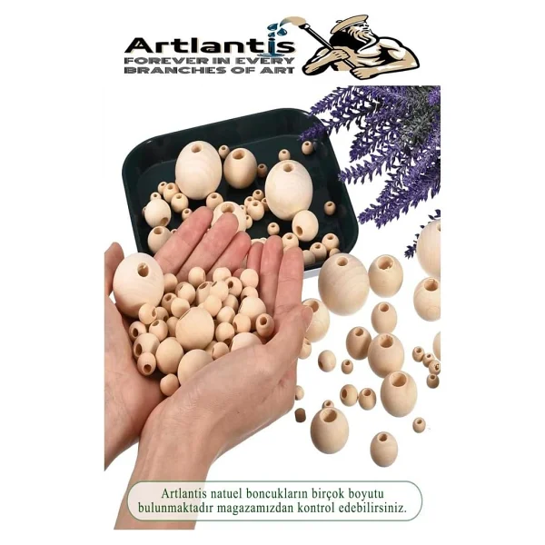 Naturel Ahşap Boncuk 12mm 50 li 1 Paket Ham Boyanabilir Ahşap Yuvarlak Doğal Boncuklar Takı Tasarım Ektinlik Kreş Okul - Görsel 4