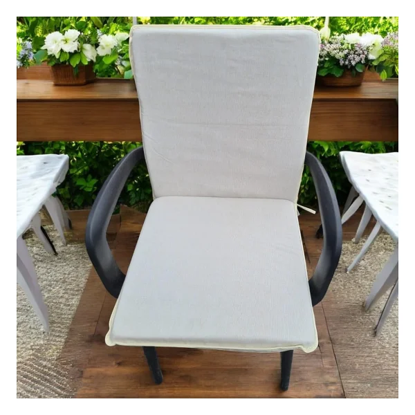 4 Adet Rattan Arkalıklı Sandalye Minderi (Kalınlık 4cm)-Primer Bej - Görsel 5