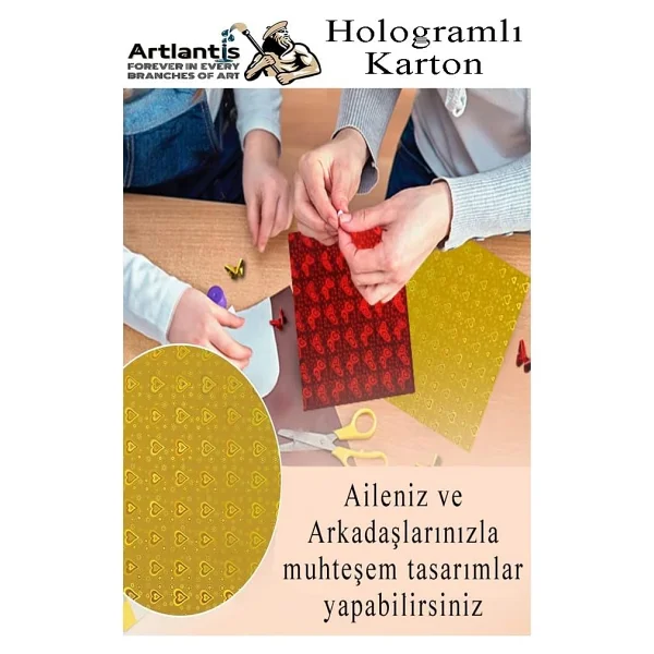 Hologramlı Karton 35X50 Cm 10 Renk 1 Paket Hulogramlı Fon Kartonu Kağıt Yanar Döner Parlak Hologram Okul Öncesi Kreş - Görsel 5