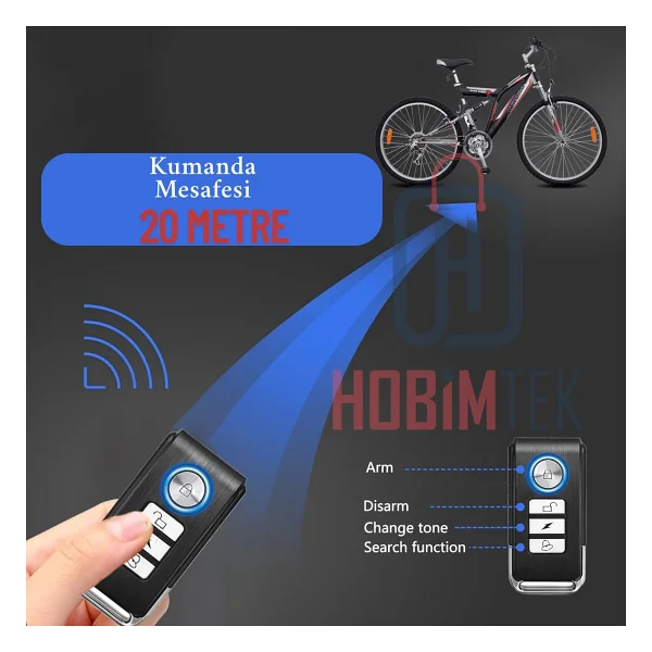 Ht-53 Motosiklet Bisiklet Alarmı Uzaktan Kumandalı 113db Su Geçirmez Kablosuz Hırsızlık Koruması Alarm Bisiklet Araba Scooter Pilli - Görsel 6