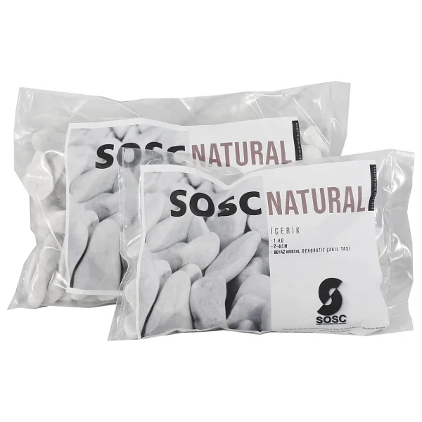 SOSC Natural Beyaz Dolomit Dekoratif Çakıl Taşı, İç ve Dış Mekan Peyzaj için, 2-4 cm, 1 kg, Bahçe Saksı Süsü - Görsel 5