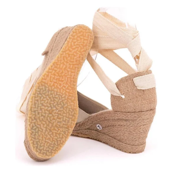 Gerçek Elişi Bej Ipli Dolgu Topuk Keten Espadril Handmade Bej 39,5 - Görsel 4
