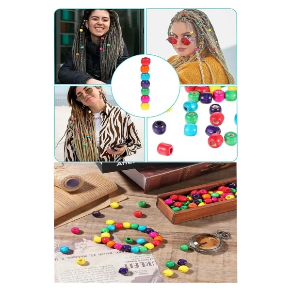 Renkli Ahşap Boncuk 6Mm 150 Li 1 Paket Renkli Ahşap Boyalı Yuvarlak Doğal Boncuklar Saç Takı Tasarım Ektinlik Kreş Okul - Görsel 2