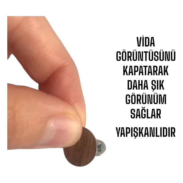 200 Adet Ceviz Vida Kapatici Ahsap Desenli Yapiskanli Vida Tapasi Tipasi Kapagi Vida Gizleyici - Görsel 3