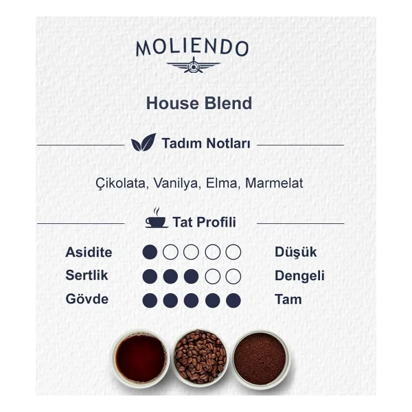 Moliendo Finest Coffee House Blend Öğütülmüş Filtre Kahve 1 kg - Görsel 3
