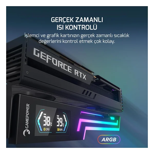 Gamepower HeatSync Siyah ARGB Ekran Kartı Desteği - Görsel 3