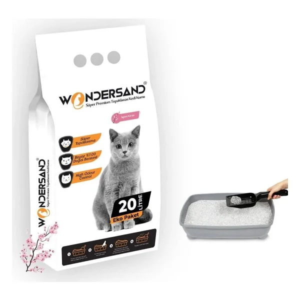 Wondersand Pudra Kokulu İnce Taneli 20 lt Beyaz Bentonit Kedi Kumu - Görsel 6