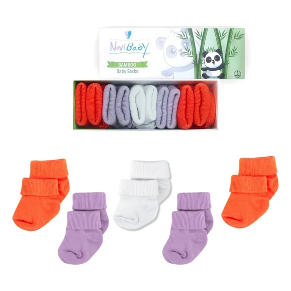 Novibaby 5'li Bambu Yenidoğan Bebek Çorap (Sunshine, 0-6 Ay) - Görsel 10
