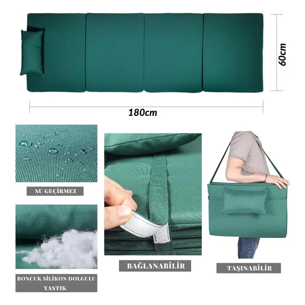 BySay 3 Kademe Ahşap Katlanır Şezlong - Görsel 2