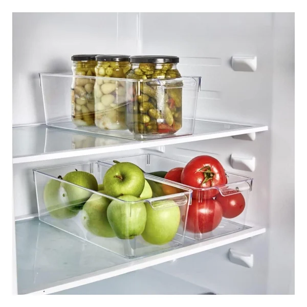 Deconox 1 Adet Kırılmaz Ultra Dayanıklı Buzdolabı Düzenleyici Organizer Kutu Şeffaf - Medıum Kiler Organizeri (14cmx32,5cmx10cm) - Görsel 2