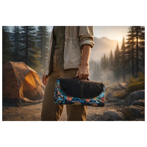 Haegs Piknik Örtüsü, Çanta Kamp Matı, Plaj Matı, Piknik Yer Örtüsü, Seyahat, Kamp, Outdoor, Park Çim Kum Tutmaz, Su Geçirmez, Kullanışlı Çanta Model, Katlanabilir 200x150cm - Adventure - Görsel 2