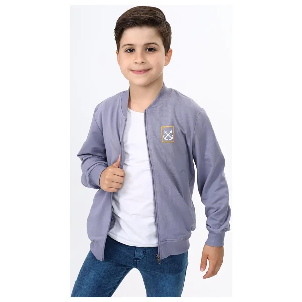 Toontoy Erkek Çocuk Baskılı Hırka Koyu Gri 12-13 YAŞ - Görsel 2