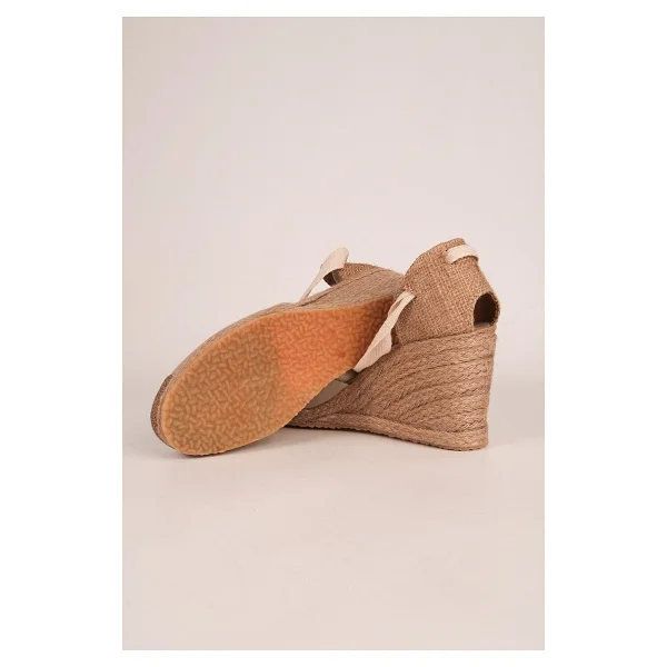 Gerçek Elişi Bej Ipli Dolgu Topuk Keten Espadril Handmade Bej 38 - Görsel 4