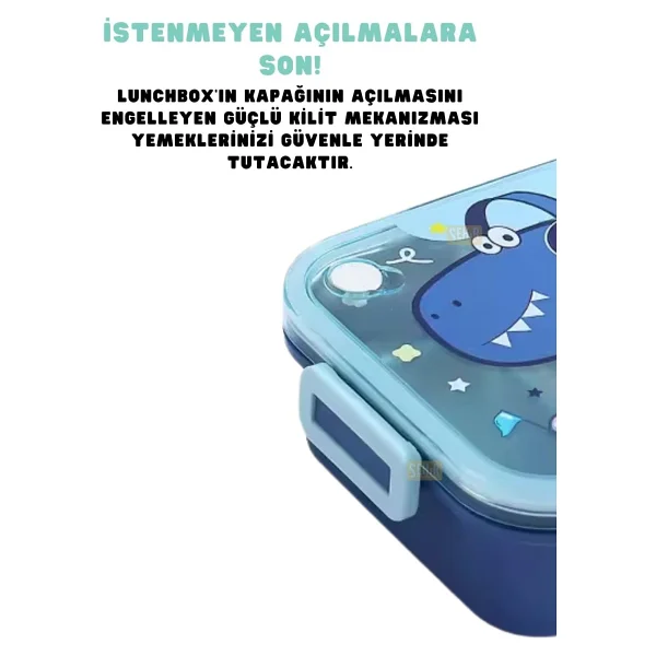 Vagonlife Bento BL50555-1 Sevimli Dostlar Dinozor 750 ml 3 Bölmeli Çelik Beslenme Kutusu - Görsel 2