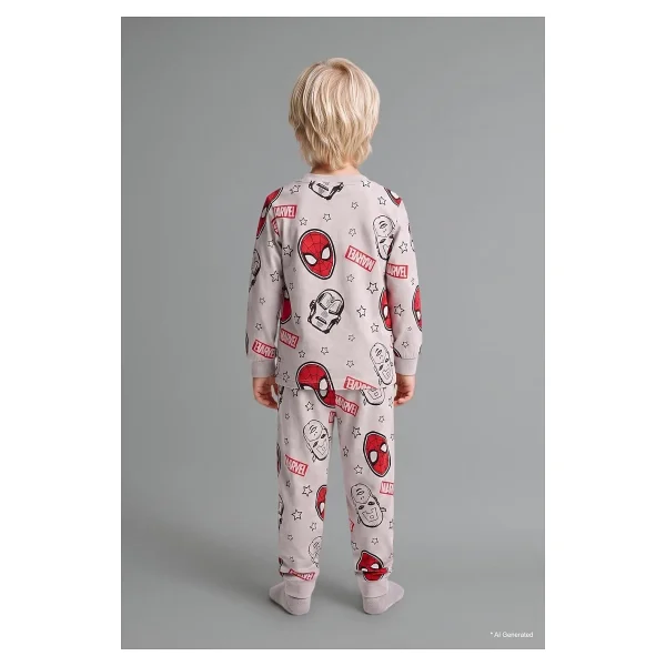 DeFacto%100 Pamuklu Marvel Comıcs Beli Lastikli Pijama Takımı Erkek Bebek - Görsel 4