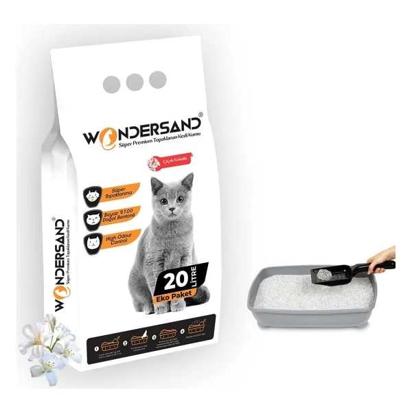 Wondersand Pudra Kokulu İnce Taneli 20 lt Beyaz Bentonit Kedi Kumu - Görsel 7