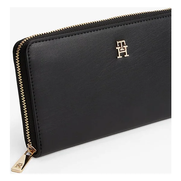 Tommy Hilfiger TH Icon Büyük Boy Fermuarlı Kadın Siyah Cüzdan AW0AW17744BDS - Görsel 4