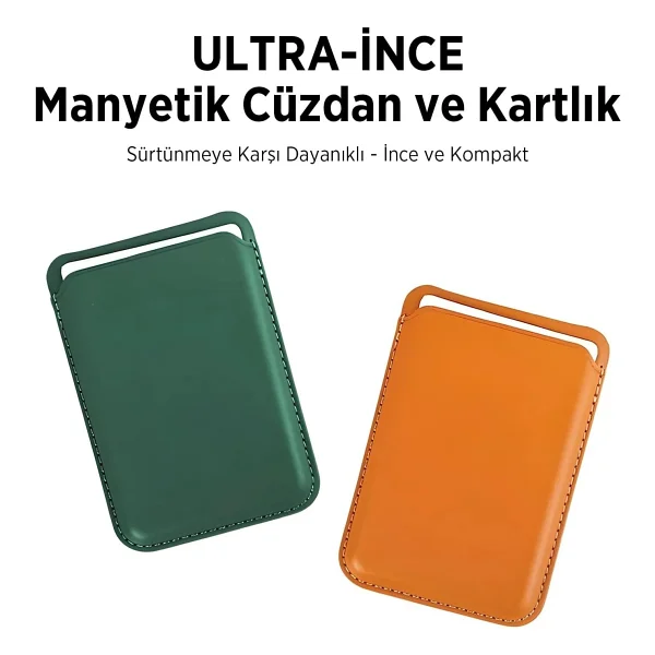 Bix TMW4 iPhone MagSafe Uyumlu Deri Cüzdan Manyetik Kartlık Standlı Katlanabilir Desert Gold - Görsel 3