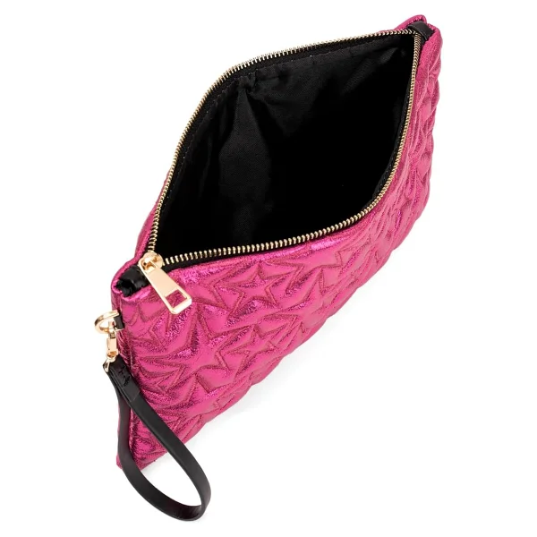 Ecrou Yıldız Desenli Fuşya Parlak Portföy & Clutch Çanta Çıkarılabilir Bileklik Askılı 30 x 19 cm - Görsel 7