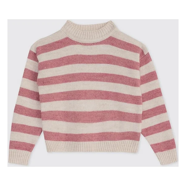 Kız Bebek Çizgili Triko Pembe Kazak 12-18 Ay (80-86 cm) - Görsel 3