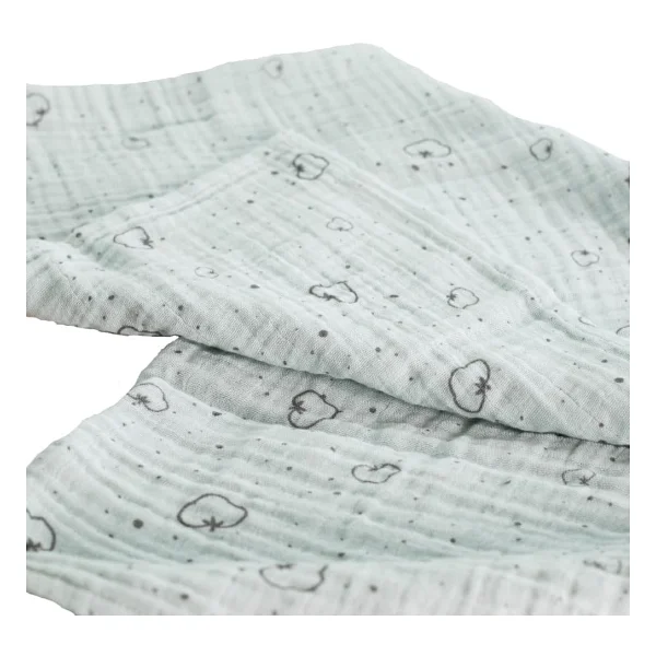 Montefair%100 Organik Pamuk Kumaş Muslin Örtü (Mint Yeşili Nokta Pamuk) - Görsel 10