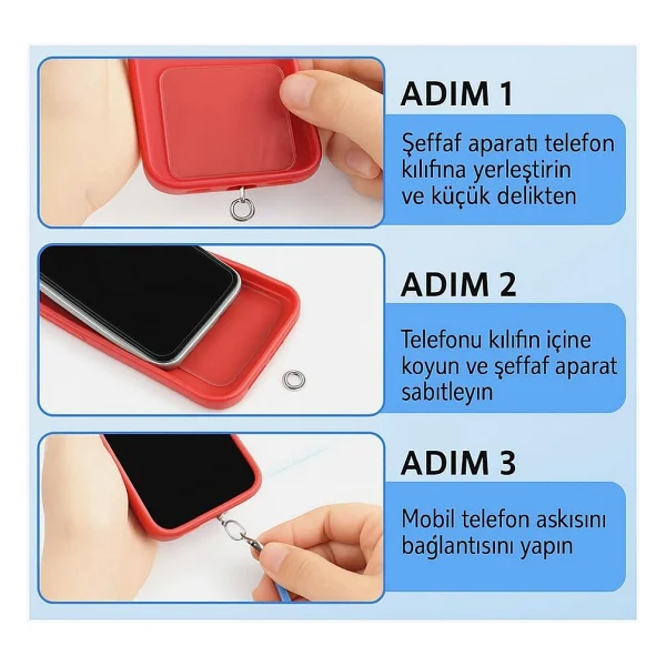 CONSTRAIN Telefon Boyun Askı Aparatı 5'li Paket, Universal - Şeffaf - Görsel 3
