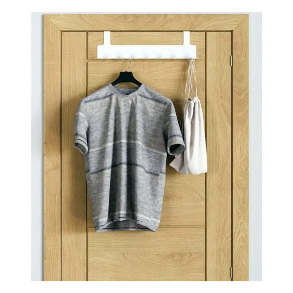 Orret Home Metal Mat Siyah Kapı Arkası Askılık - 8 Kancalı Amerikan Tipi Organizer Askı, Banyo ve Oda Kapıları İçin Pratik Askılık, Delmeden Montajlı Kapı Arkası Askı (Beyaz) - Görsel 4