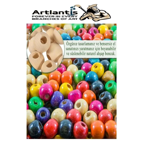 Naturel Ahşap Boncuk 12mm 50 li 1 Paket Ham Boyanabilir Ahşap Yuvarlak Doğal Boncuklar Takı Tasarım Ektinlik Kreş Okul - Görsel 5