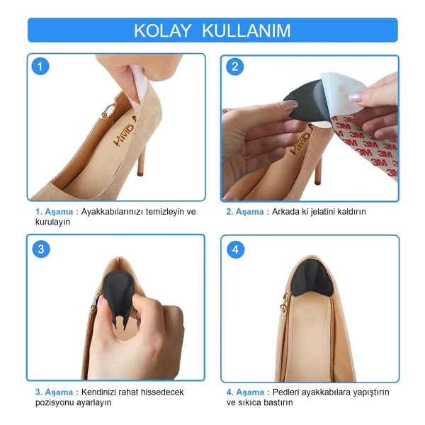 SP01 - Yapışkanlı Midye Bilek Koruma Topuk Vurma Önleyici Ve Ayakkabı Daraltma Yumuşak Sünger Ped (L-XL) - Görsel 4