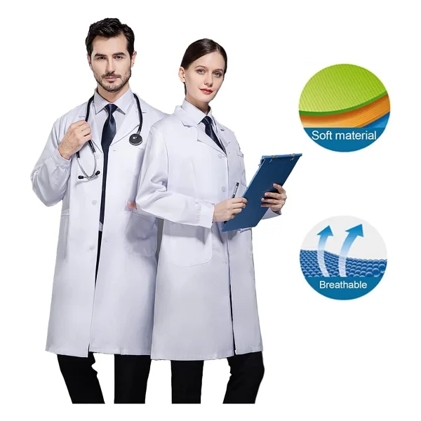 CoatCool Laboratuvar önlüğü, pamuk, kadın, erkek, önlük, beyaz, düğmeli doktor önlüğü, 3 cepli, uzun kollu, laboratuvar mantosu, kimya önlüğü, iş kıyafeti, doktor mantosu, koruyucu kıyafet, - Görsel 7