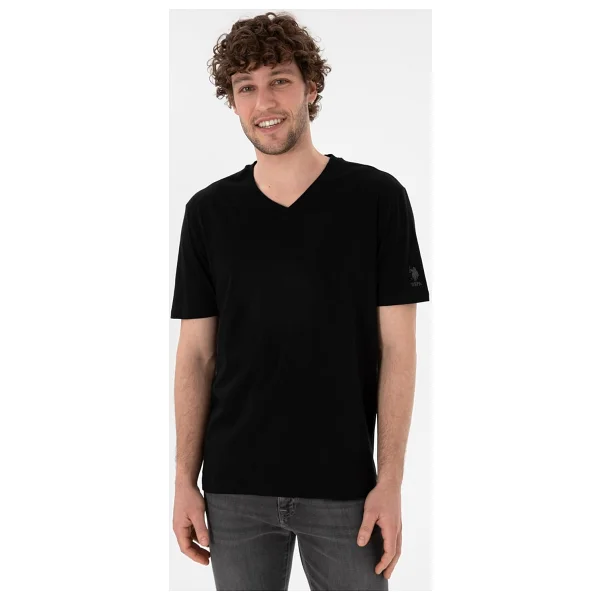 U.S. Polo Assn 50305858-VR046 Siyah Kısa Kollu V Yaka Erkek Tişört - Görsel 2
